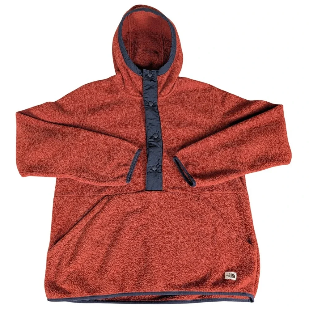 The North Face TKA Glacier Snap-Neck Fleece Hoodie‎ Burnt Orange Mens M NF0A4AJB